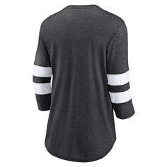 Las Vegas Raiders Women's Primary Logo 3/4 Sleeve Scoop Neck T-Shirt - Heathered Charcoal discount