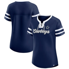 Dallas Cowboys Women's Original State Lace-Up T-Shirt - Navy outlet