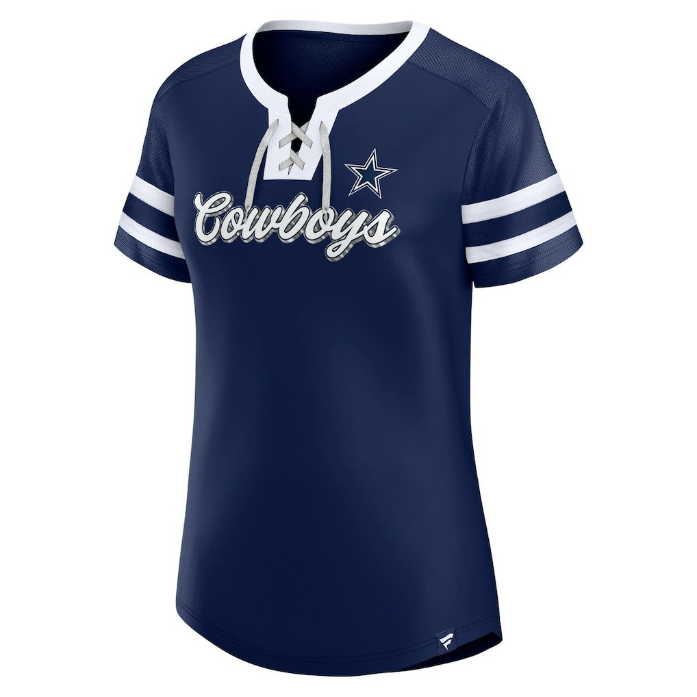 Dallas Cowboys Women's Original State Lace-Up T-Shirt - Navy outlet
