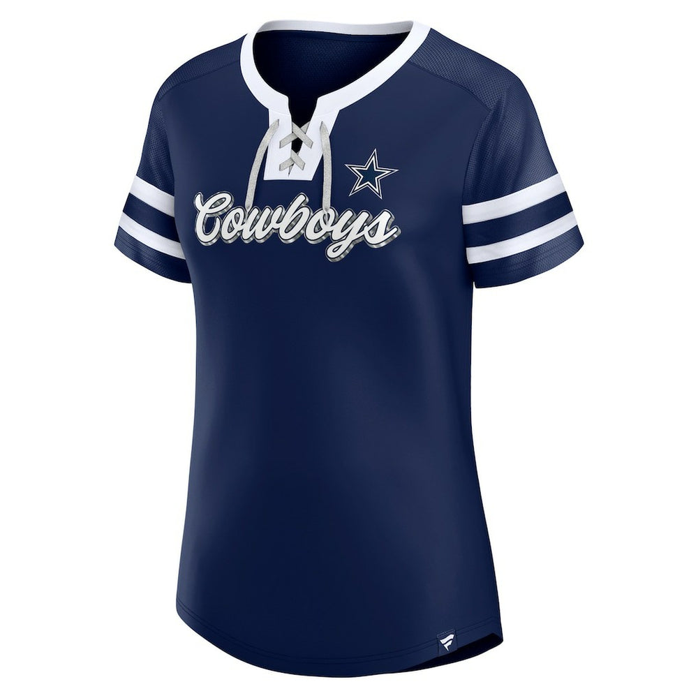 Dallas Cowboys Women's Original State Lace-Up T-Shirt - Navy outlet