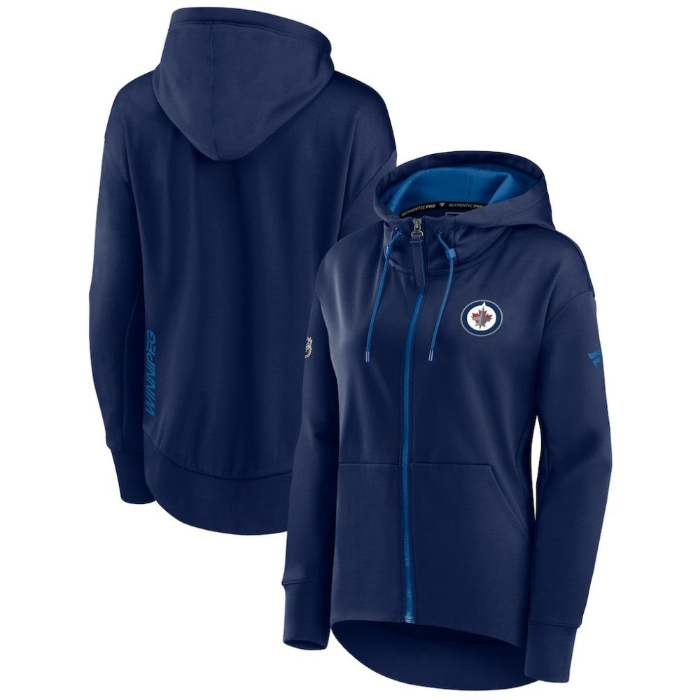 Winnipeg Jets Fanatics Women's Authentic Pro Rink Full-Zip Hoodie Navy