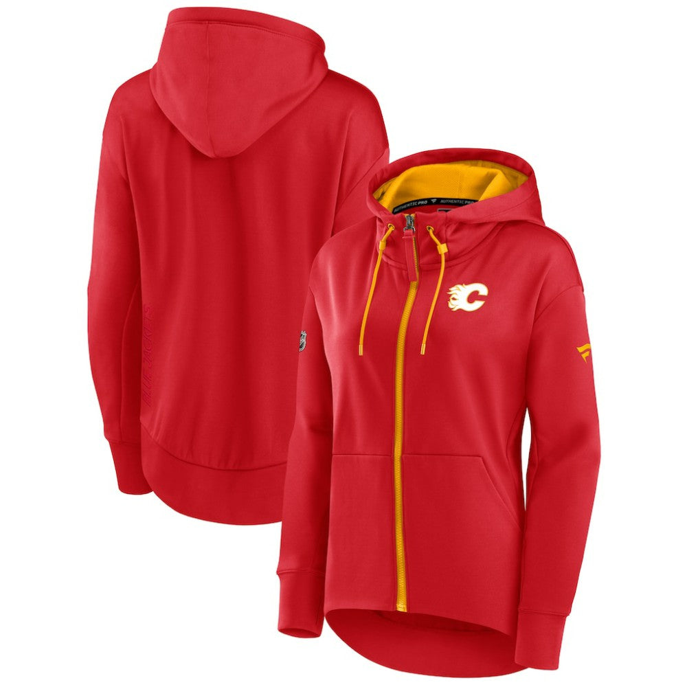 Calgary Flames Fanatics Women's Authentic Pro Rink Full-Zip Hoodie Red