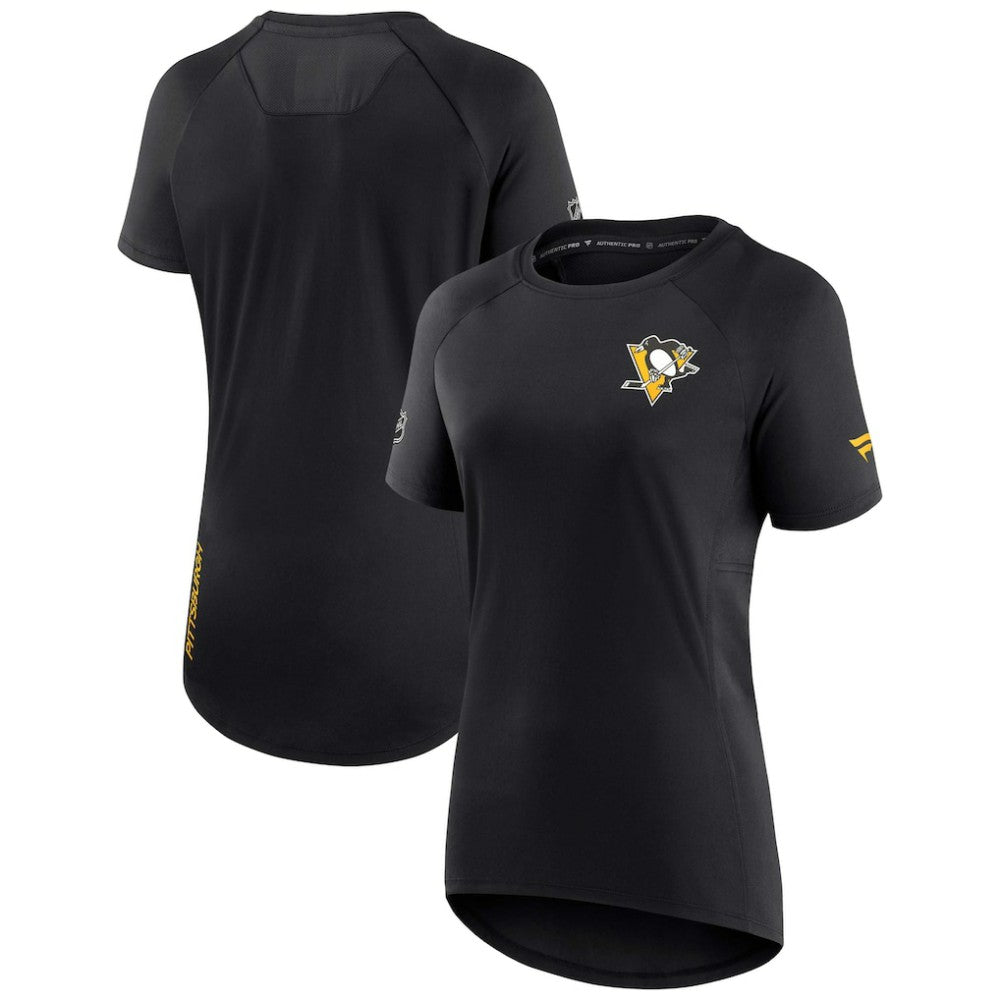 Pittsburgh Penguins Fanatics Women's Authentic Pro Rink Raglan Tech T-Shirt Black