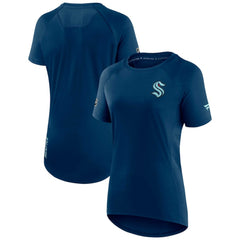 Seattle Kraken Fanatics Women's Authentic Pro Rink Raglan Tech T-Shirt Deep Sea Blue