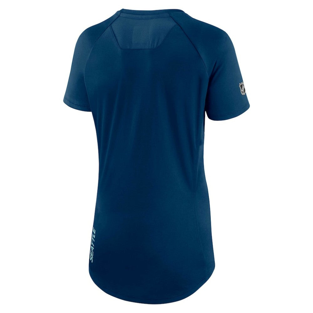 Seattle Kraken Fanatics Women's Authentic Pro Rink Raglan Tech T-Shirt Deep Sea Blue