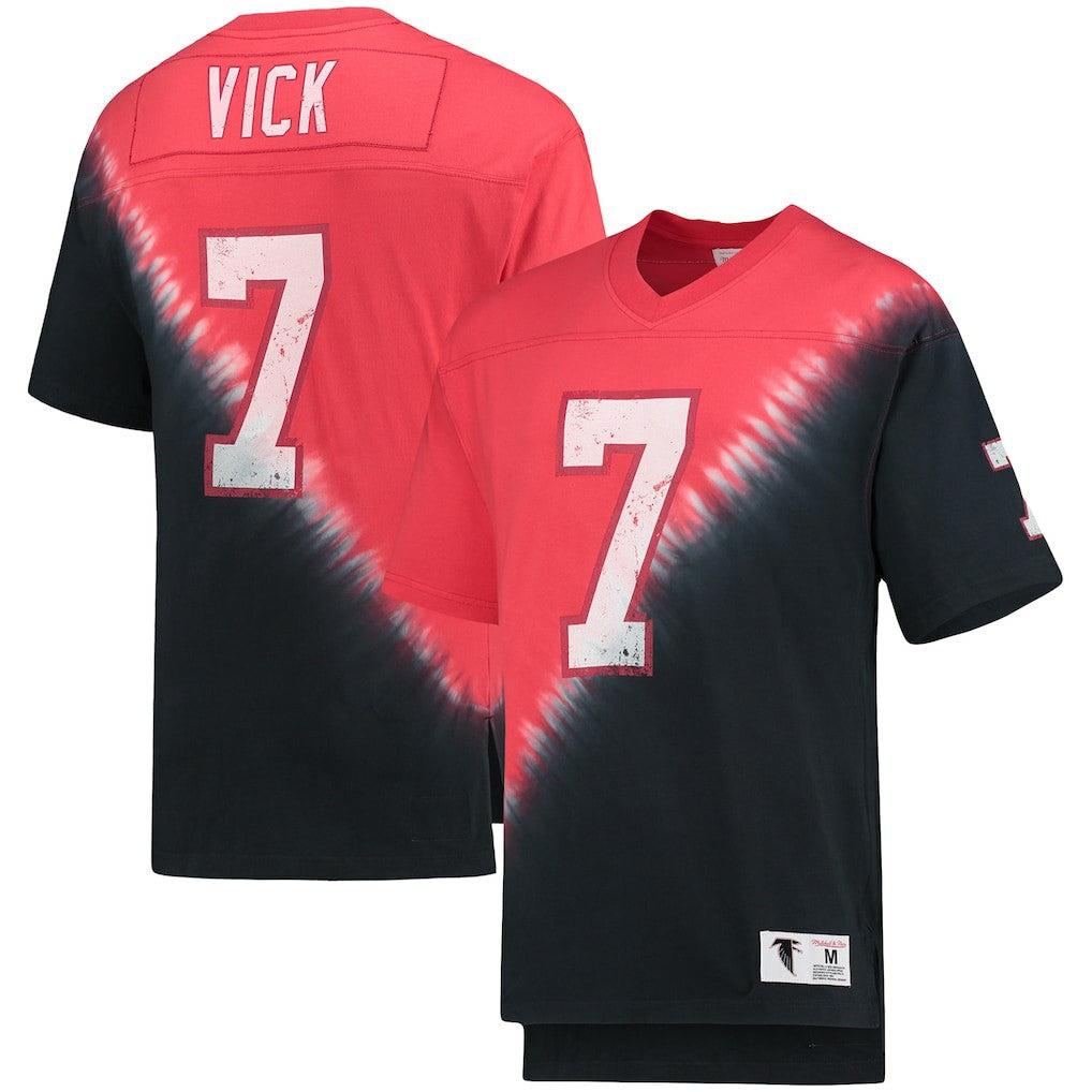 Michael Vick Atlanta Falcons Retired Player Name & Number Diagonal Tie-Dye V-Neck T-Shirt - Black/Red discount