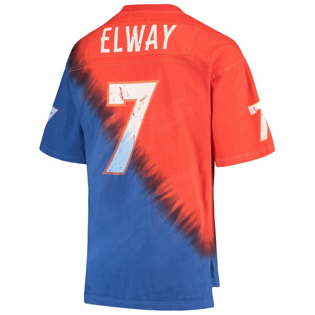 John Elway Denver Broncos Retired Player Name & Number Diagonal Tie-Dye V-Neck T-Shirt - Orange/Royal online