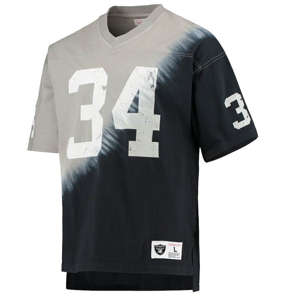 Bo Jackson Las Vegas Raiders Retired Player Name & Number Diagonal Tie-Dye V-Neck T-Shirt - Black/Silver discount