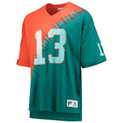 Dan Marino Miami Dolphins Retired Player Name & Number Diagonal Tie-Dye V-Neck T-Shirt - Orange/Aqua online