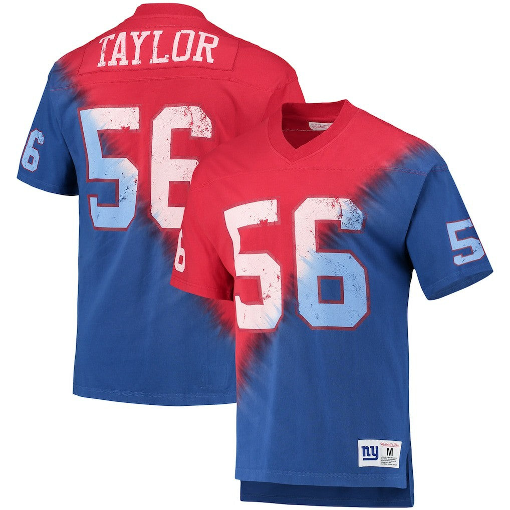 Lawrence Taylor New York Giants Retired Player Name & Number Diagonal Tie-Dye V-Neck T-Shirt - Red/Royal outlet
