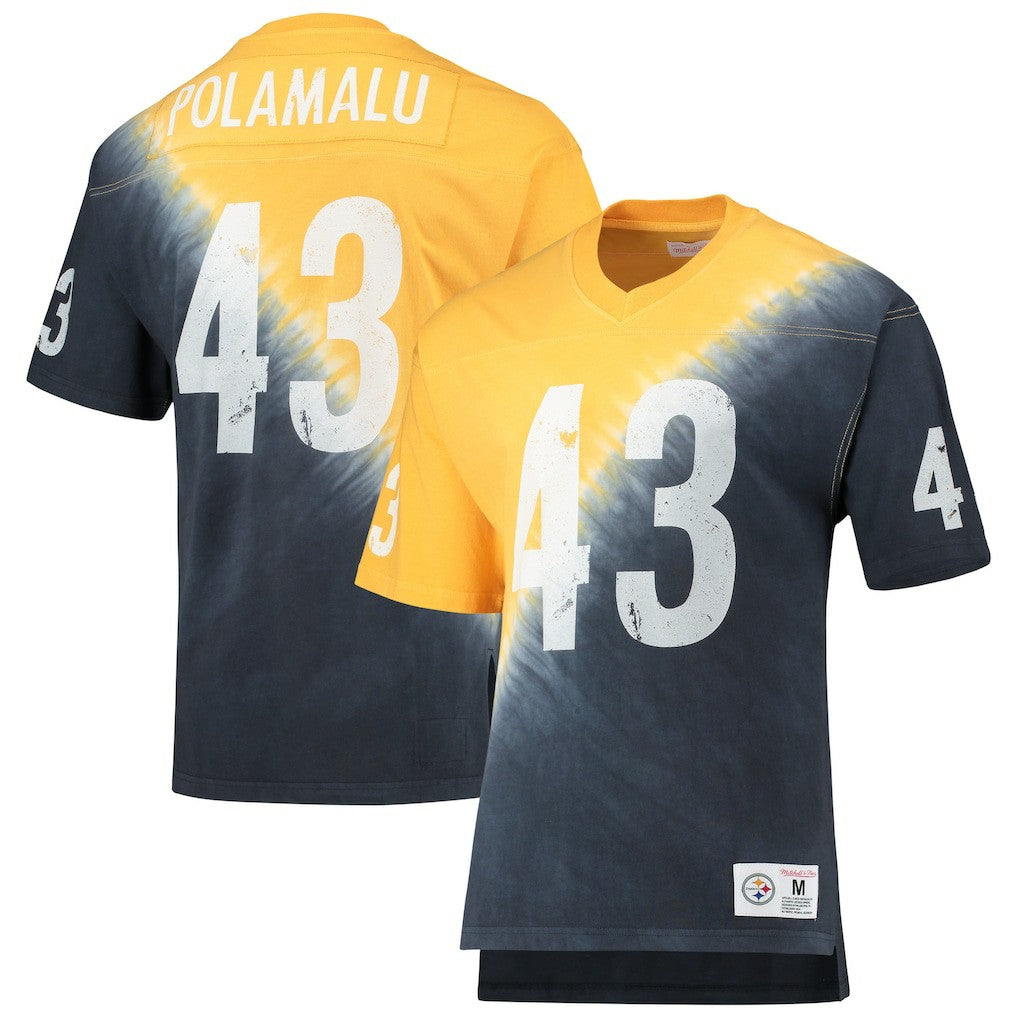 Troy Polamalu Pittsburgh Steelers Retired Player Name & Number Diagonal Tie-Dye V-Neck T-Shirt - Gold/Black cheap