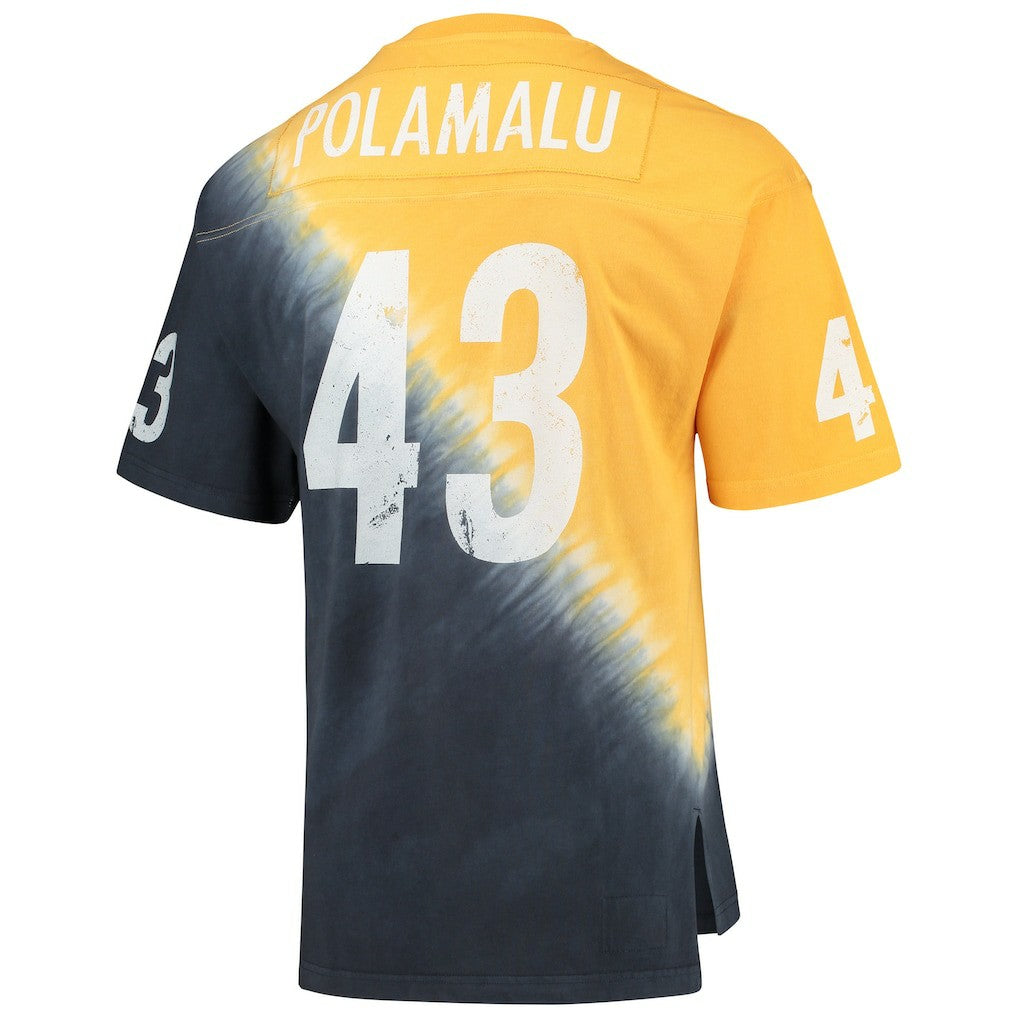 Troy Polamalu Pittsburgh Steelers Retired Player Name & Number Diagonal Tie-Dye V-Neck T-Shirt - Gold/Black cheap