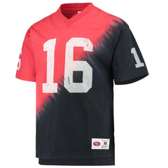 Joe Montana San Francisco 49ers Retired Player Name & Number Diagonal Tie-Dye V-Neck T-Shirt - Black/Red online