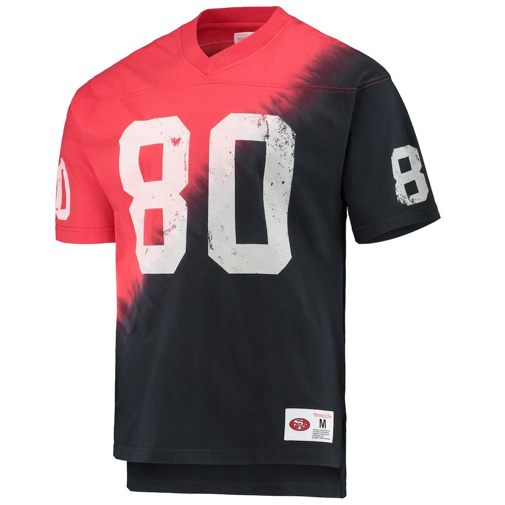 Jerry Rice San Francisco 49ers Retired Player Name & Number Diagonal Tie-Dye V-Neck T-Shirt - Black/Red cheap