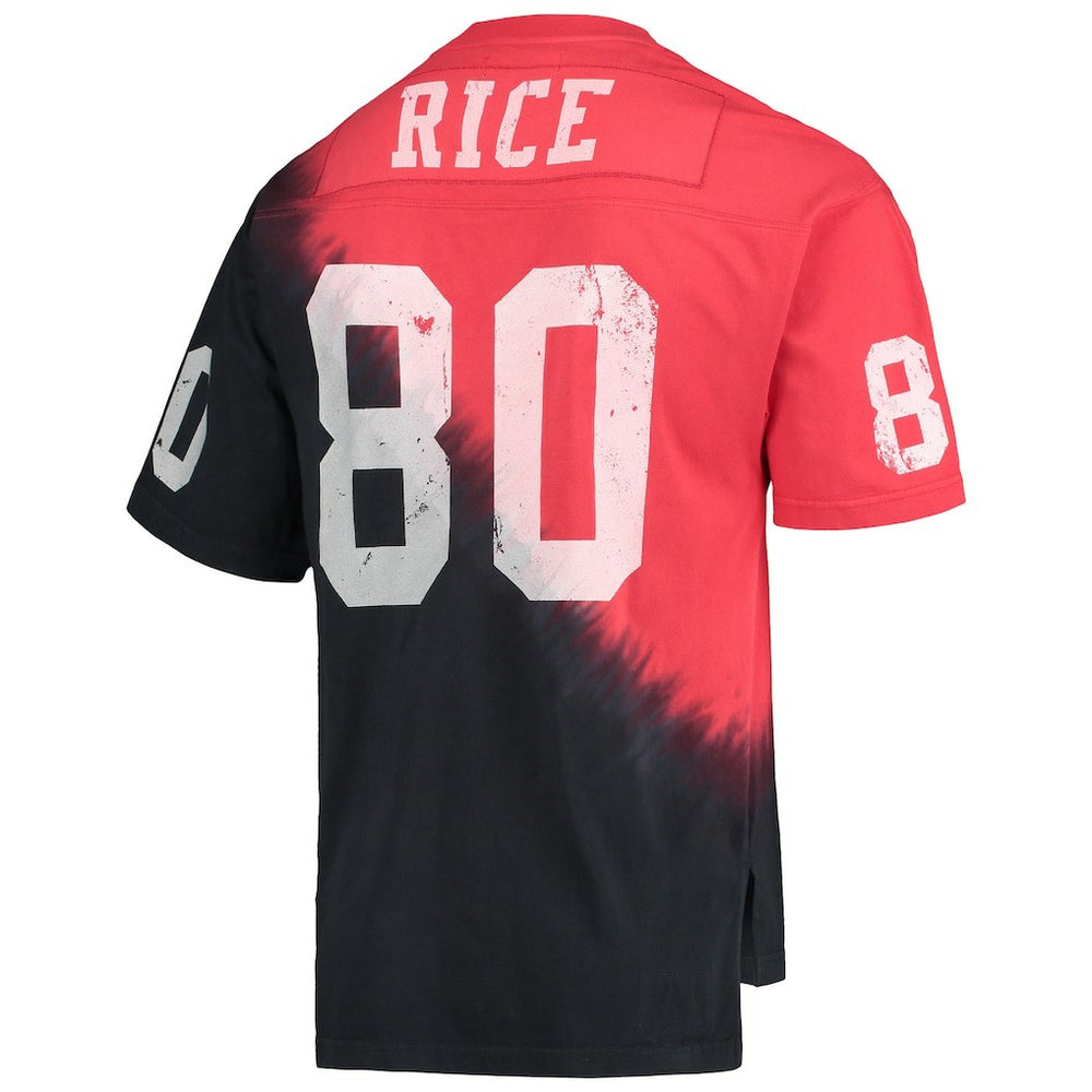 Jerry Rice San Francisco 49ers Retired Player Name & Number Diagonal Tie-Dye V-Neck T-Shirt - Black/Red cheap