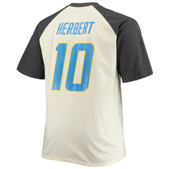 Justin Herbert Los Angeles Chargers Big & Tall Player Name & Number Raglan T-Shirt - Oatmeal outlet