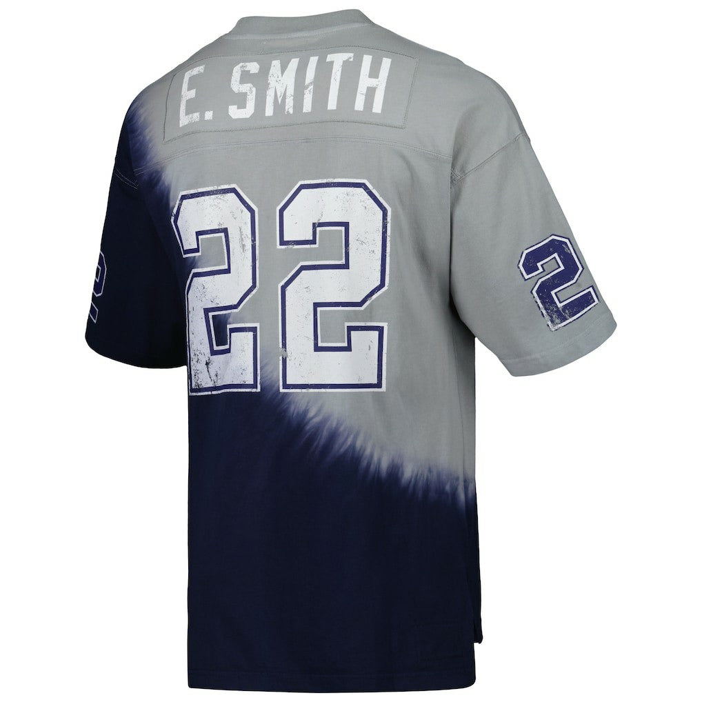 Emmitt Smith Dallas Cowboys Retired Player Name & Number Diagonal Tie-Dye V-Neck T-Shirt - Navy/Gray sale