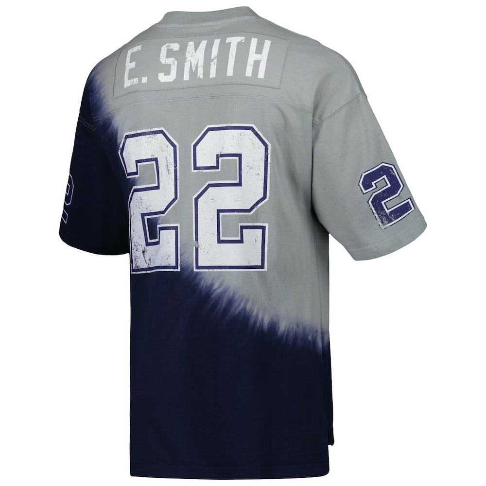 Emmitt Smith Dallas Cowboys Retired Player Name & Number Diagonal Tie-Dye V-Neck T-Shirt - Navy/Gray sale