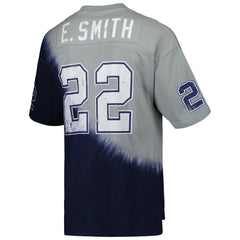 Emmitt Smith Dallas Cowboys Retired Player Name & Number Diagonal Tie-Dye V-Neck T-Shirt - Navy/Gray sale