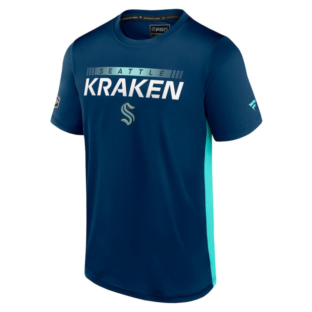 Seattle Kraken Fanatics Authentic Pro Rink Tech T-Shirt Deep Sea Blue/Light Blue