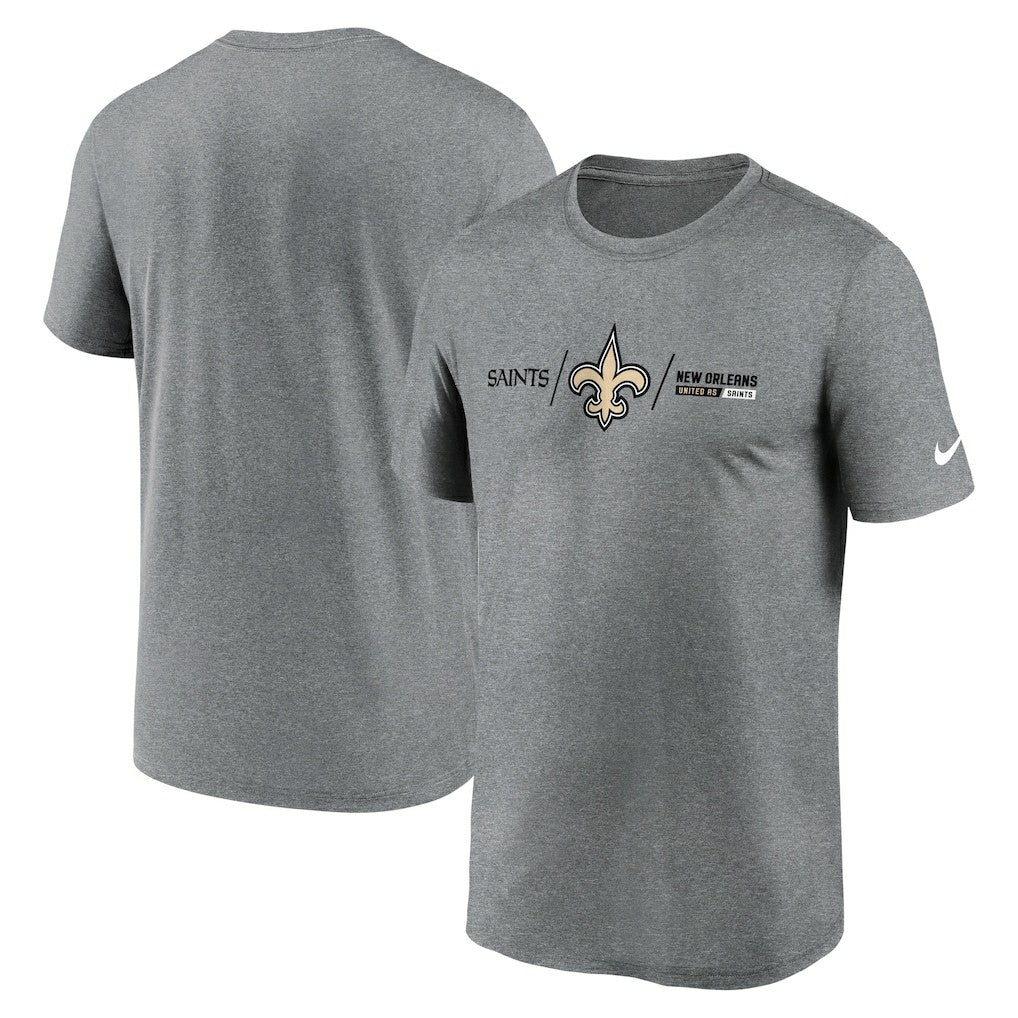 New Orleans Saints Horizontal Lockup Legend Performance T-Shirt - Heathered Charcoal | Nike online