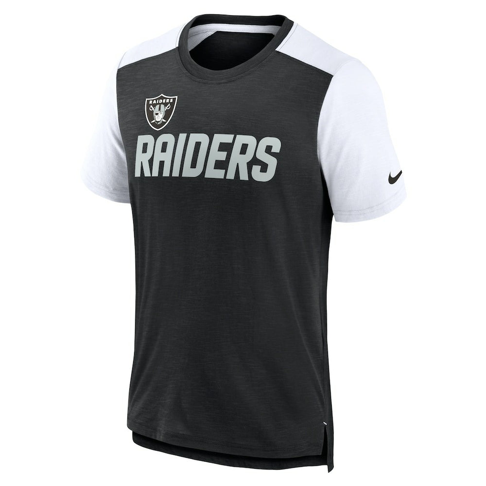 Las Vegas Raiders Color Block Team Name T-Shirt - Heathered Black/White | Nike online