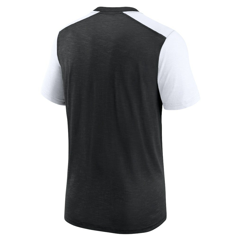 Las Vegas Raiders Color Block Team Name T-Shirt - Heathered Black/White | Nike online