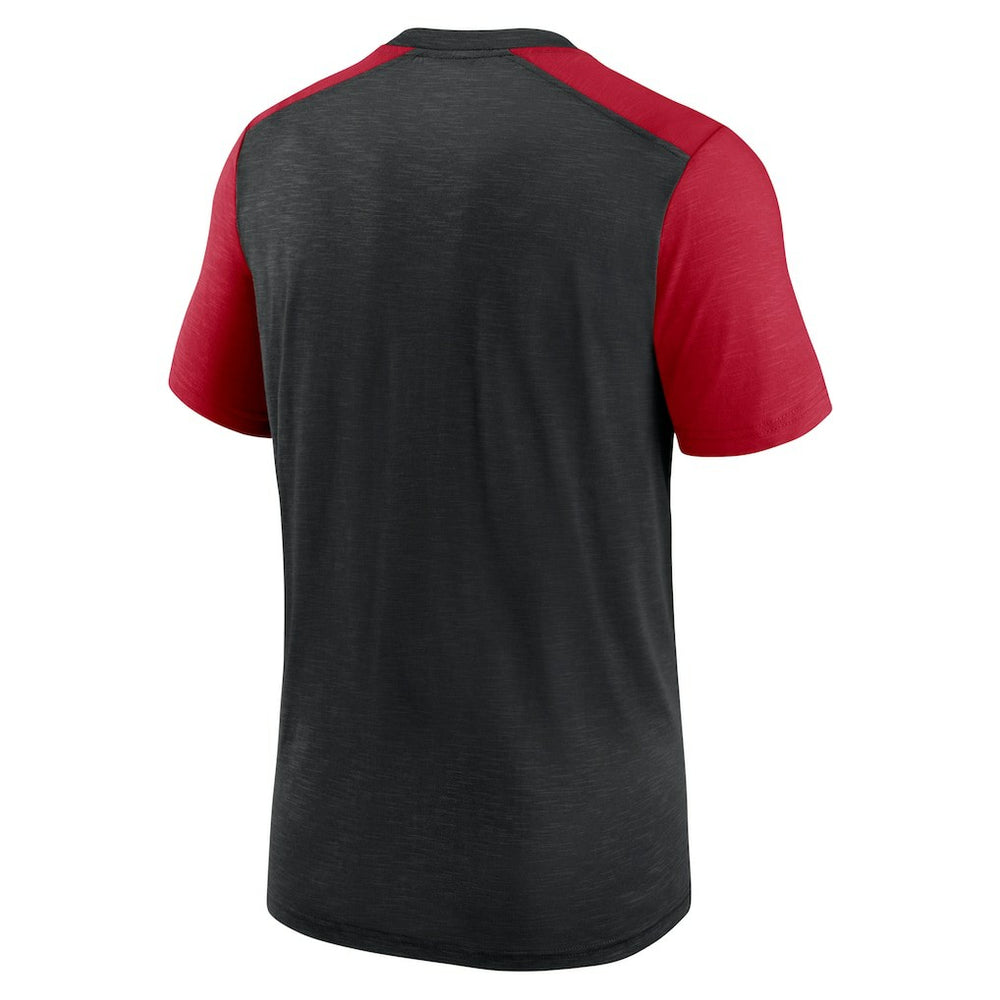 Atlanta Falcons Color Block Team Name T-Shirt - Heathered Black/Heathered Red | Nike on sale