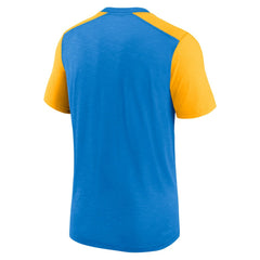Los Angeles Chargers Color Block Team Name T-Shirt - Heathered Powder Blue/Heathered Gold | Nike sale