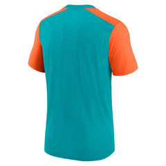 Miami Dolphins Color Block Team Name T-Shirt - Heathered Aqua/Heathered Orange | Nike outlet