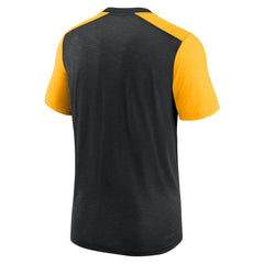 Pittsburgh Steelers Color Block Team Name T-Shirt - Heathered Black/Heathered Gold | Nike cheap