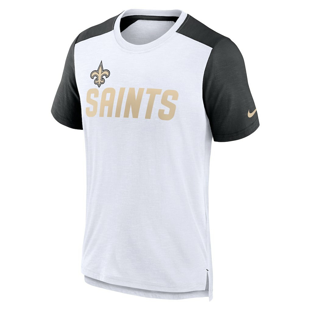 New Orleans Saints Color Block Team Name T-Shirt - White/Heathered Black | Nike on sale