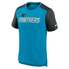 Carolina Panthers Color Block Team Name T-Shirt - Heathered Blue/Heathered Black | Nike cheap