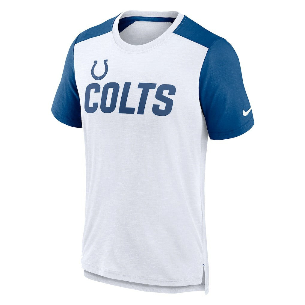 Indianapolis Colts Color Block Team Name T-Shirt - White/Heather Royal | Nike for sale