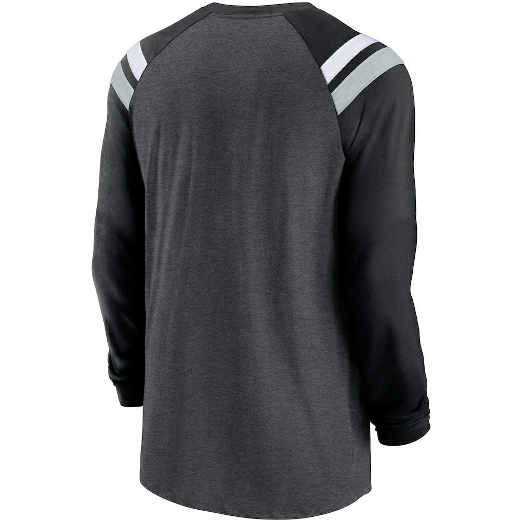 Las Vegas Raiders Tri-Blend Raglan Athletic Long Sleeve Fashion T-Shirt - Heathered Charcoal/Black | Nike cheap