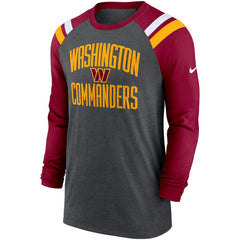 Washington Commanders Tri-Blend Raglan Athletic Long Sleeve Fashion T-Shirt - Heathered Charcoal/Burgundy | Nike online