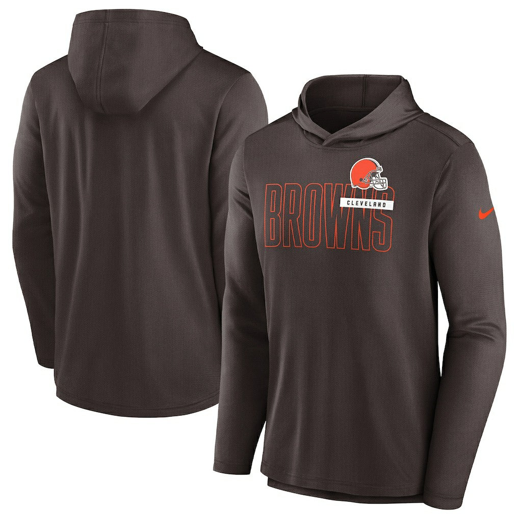 Cleveland Browns Lightweight Performance Hooded Long Sleeve T-Shirt - Brown | Nike for sale