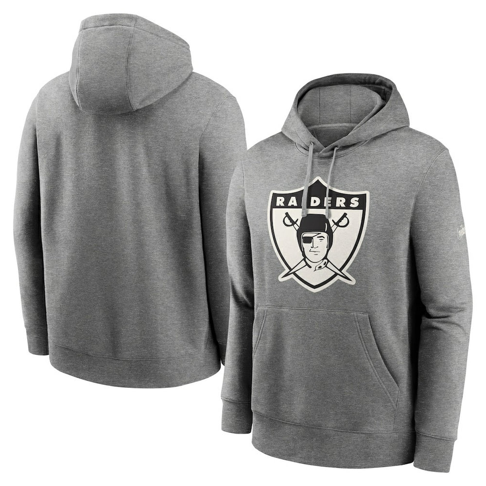 Oakland Raiders Rewind Club Fleece Pullover Hoodie - Heathered Gray | Nike outlet