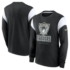Oakland Raiders Rewind Playback Helmet Long Sleeve T-Shirt - Heather Black | Nike for sale