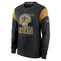 New Orleans Saints Rewind Playback Helmet Long Sleeve T-Shirt - Heather Black | Nike outlet
