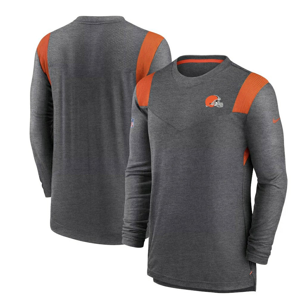 Cleveland Browns Sideline Tonal Logo Performance Player Long Sleeve T-Shirt - Charcoal | Nike outlet