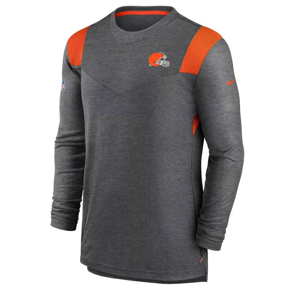 Cleveland Browns Sideline Tonal Logo Performance Player Long Sleeve T-Shirt - Charcoal | Nike outlet