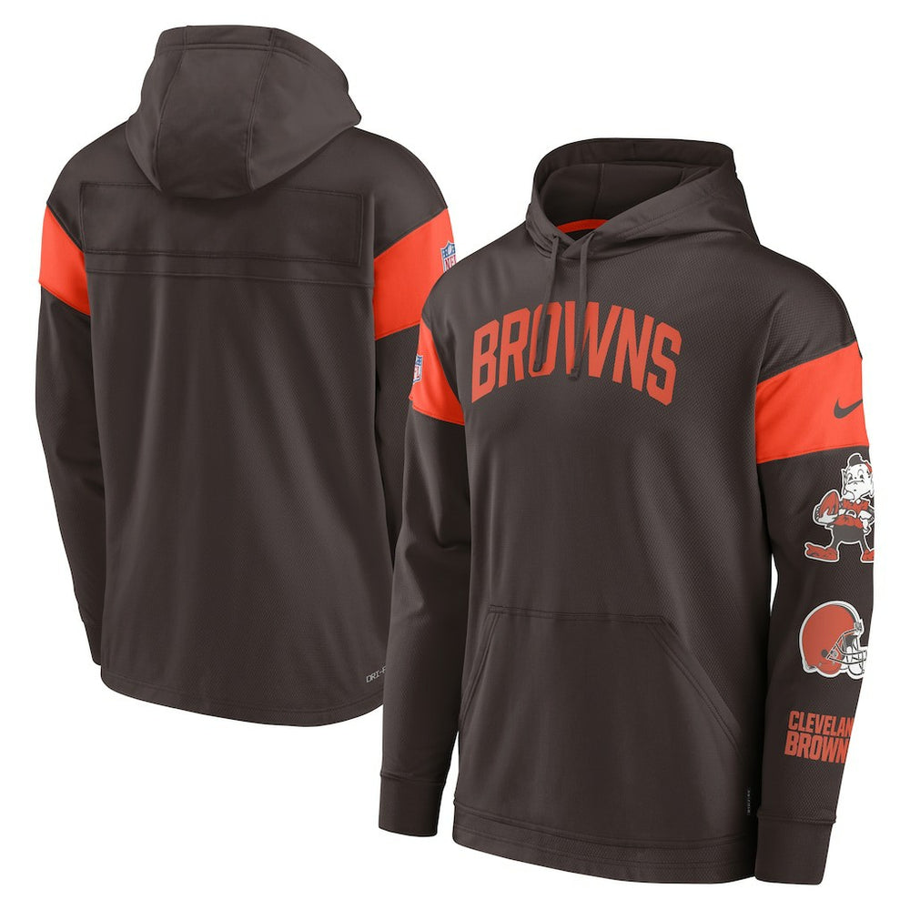 Cleveland Browns Brownie The Elf Sideline Athletic Arch Jersey Performance Pullover Hoodie - Brown | Nike outlet