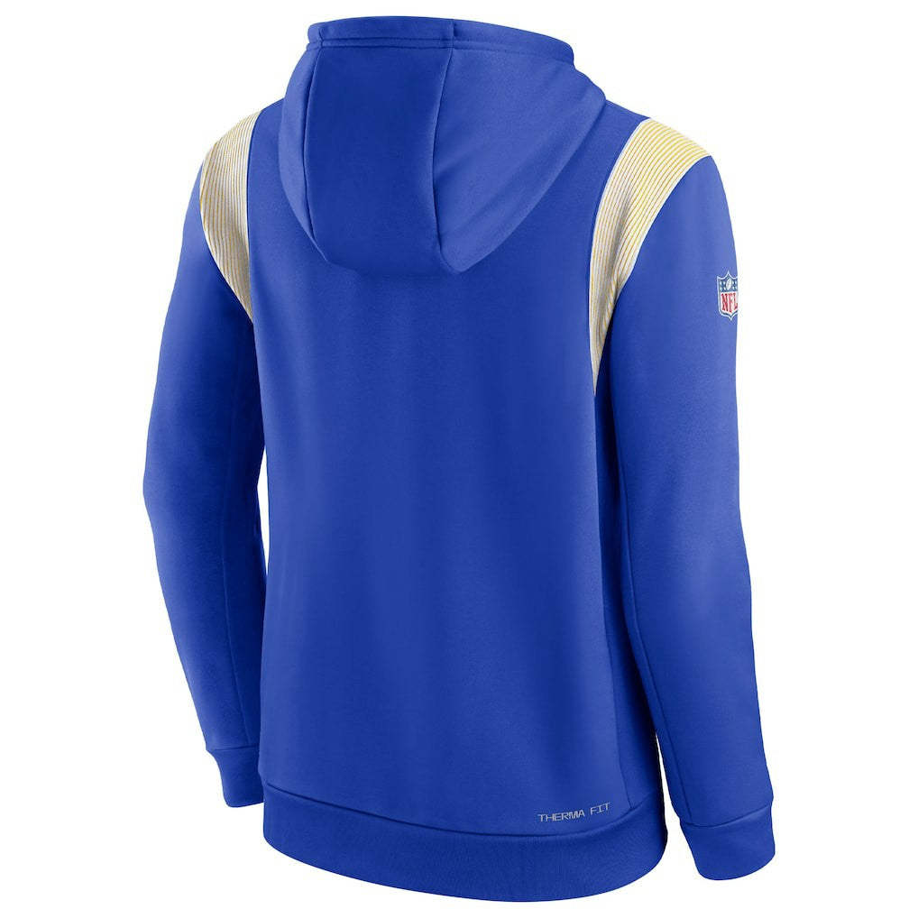 Los Angeles Rams Sideline Athletic Stack Performance Pullover Hoodie - Royal | Nike on sale