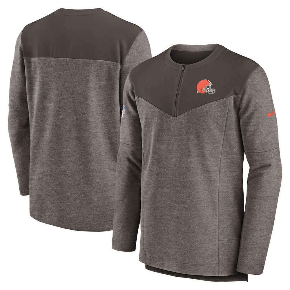 Cleveland Browns Sideline Lockup Performance Quarter-Zip Top - Brown | Nike cheap
