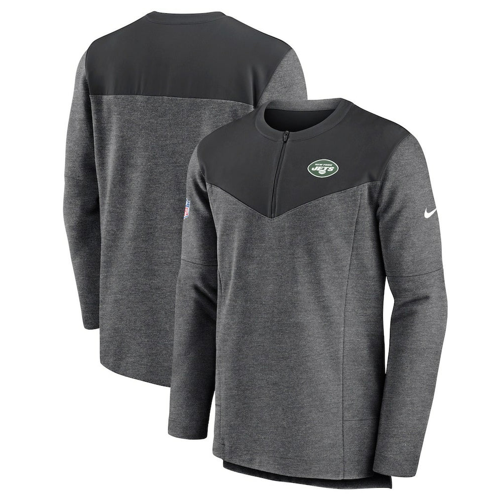 New York Jets Sideline Lockup Performance Quarter-Zip Top - Charcoal | Nike cheap