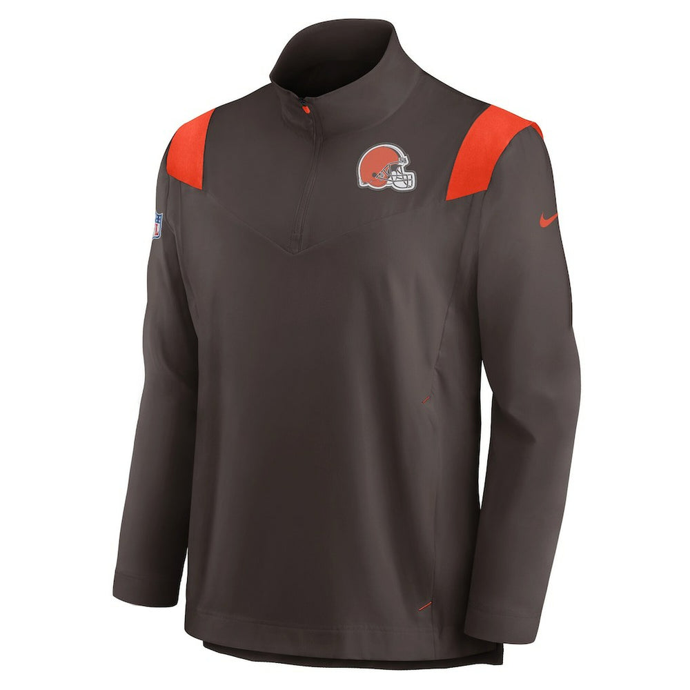 Cleveland Browns Sideline Coach Chevron Lockup Quarter-Zip Long Sleeve Top - Brown | Nike cheap