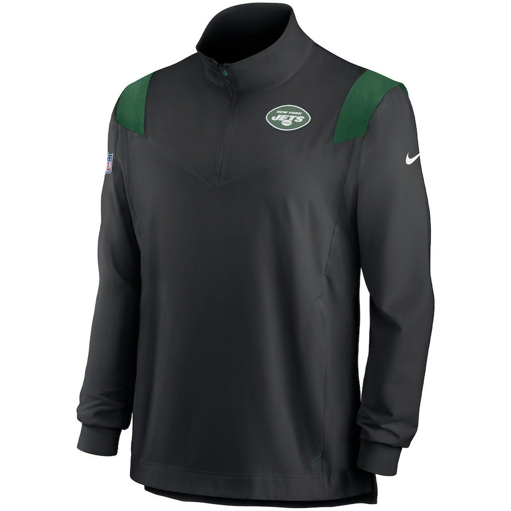 New York Jets Sideline Coach Chevron Lockup Quarter-Zip Long Sleeve Top - Black | Nike for sale