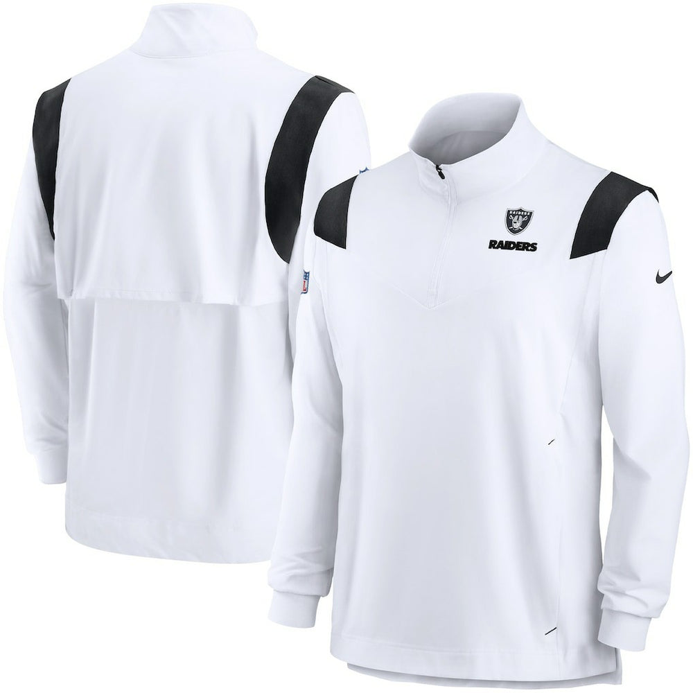 Las Vegas Raiders Sideline Coach Chevron Lockup Quarter-Zip Long Sleeve Top - White | Nike discount