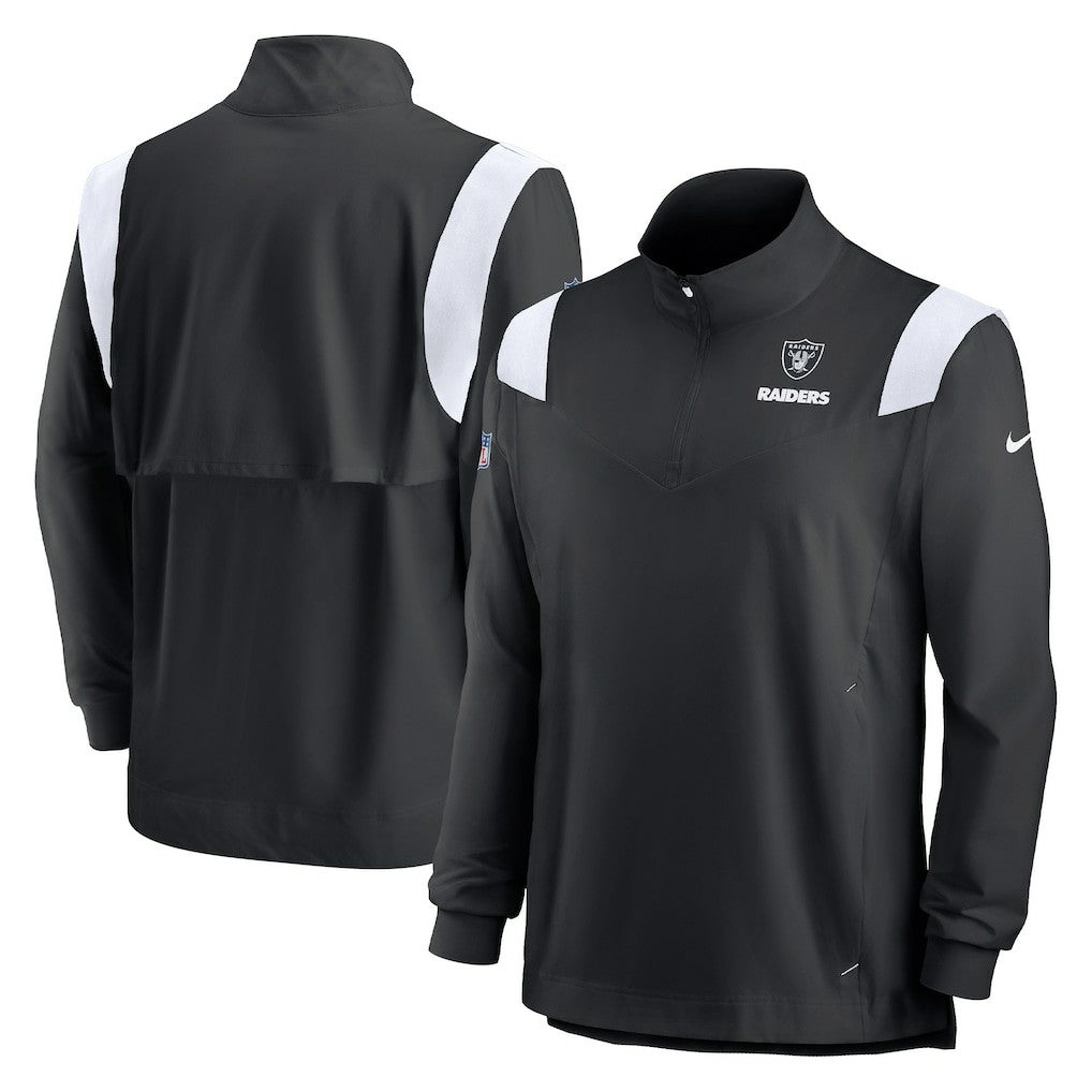 Las Vegas Raiders Sideline Coach Chevron Lockup Quarter-Zip Long Sleeve Top - Black | Nike outlet